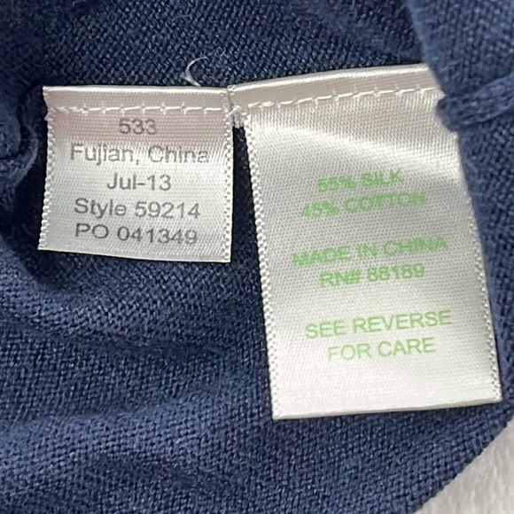 Lilly Pulitzer S Silk Cotton Navy Blue V Neck Button Cardigan Soft Sweater - Picture 9 of 12